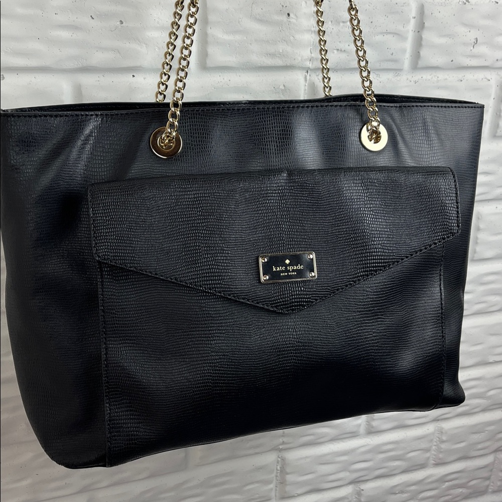 KATE SPADE EMBOSSED ANIMAL PRINT COW SAFFIANO LEATHER LARGE TOTE GOLD ACCENT - Picture 3 of 17
